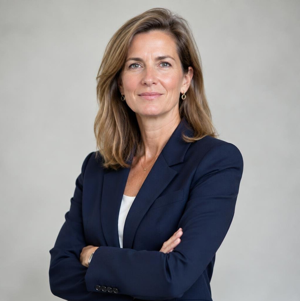Belgian businesswoman executive smiling confidently in an office